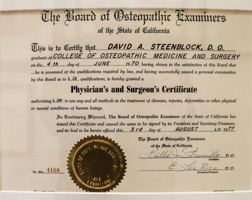 Registro histórico de licencia de California — Physician’s and Surgeon’s Certificate