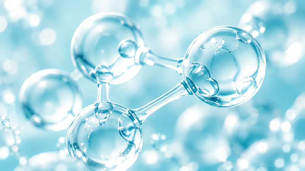 Abstract aqua spheres and lines suggesting ingredients